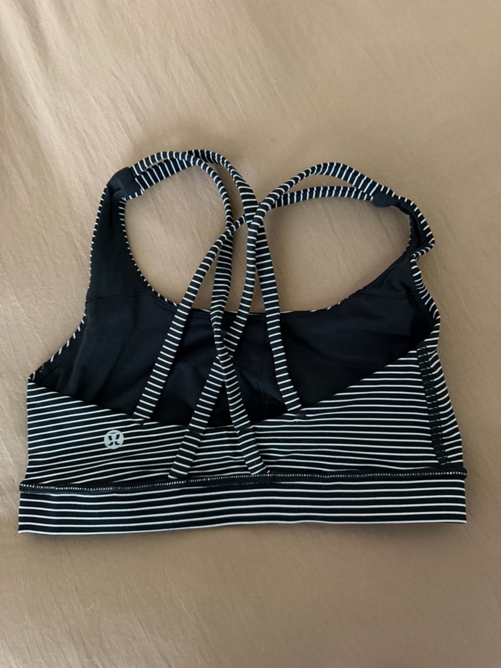 lululemon Women’s Black & White Striped Strappy Sports Bra